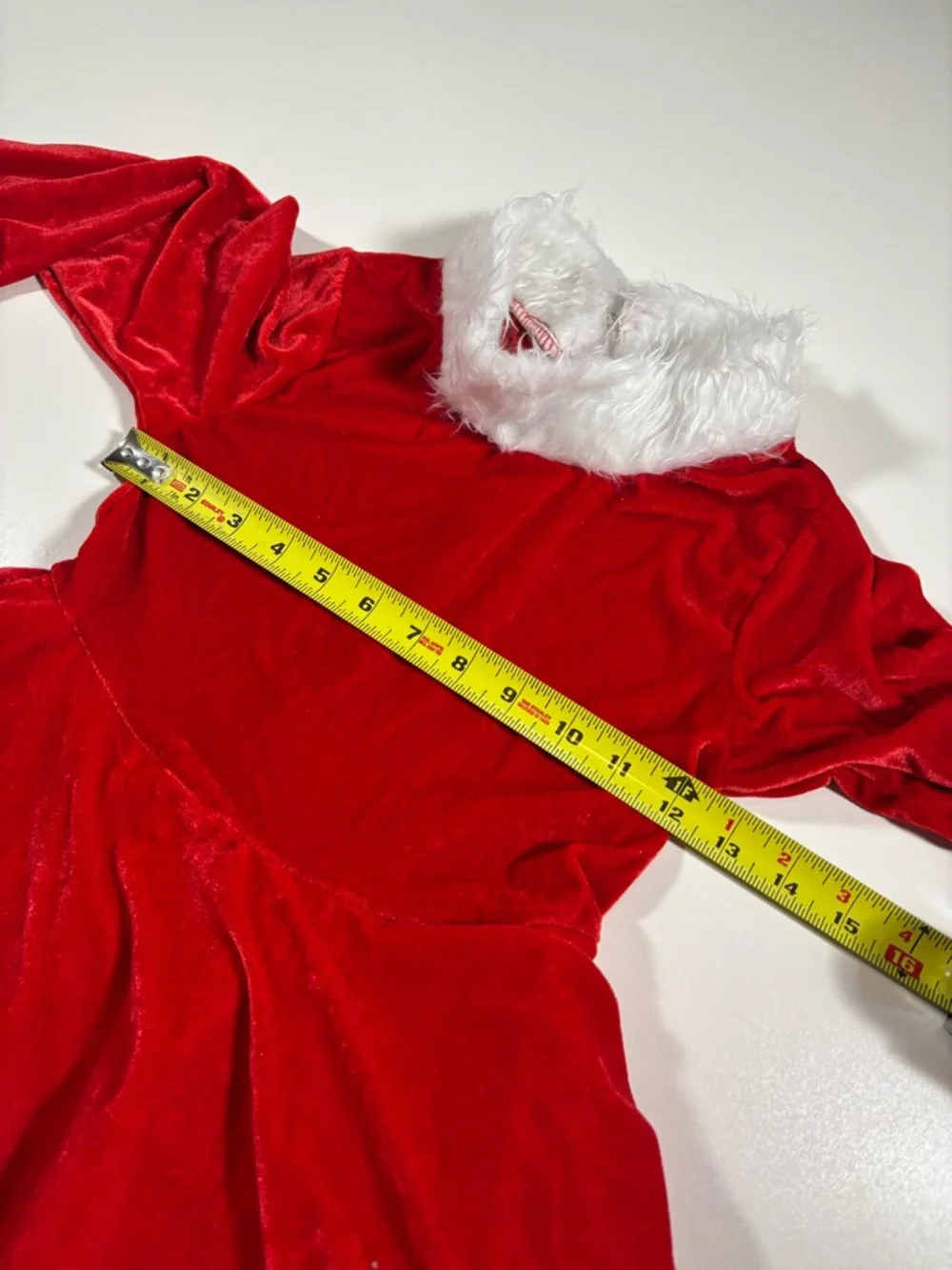 Girls Santa Costume Dress Red Velvet Faux Fur Trim Hat Gloves XS 4-5 Christmas